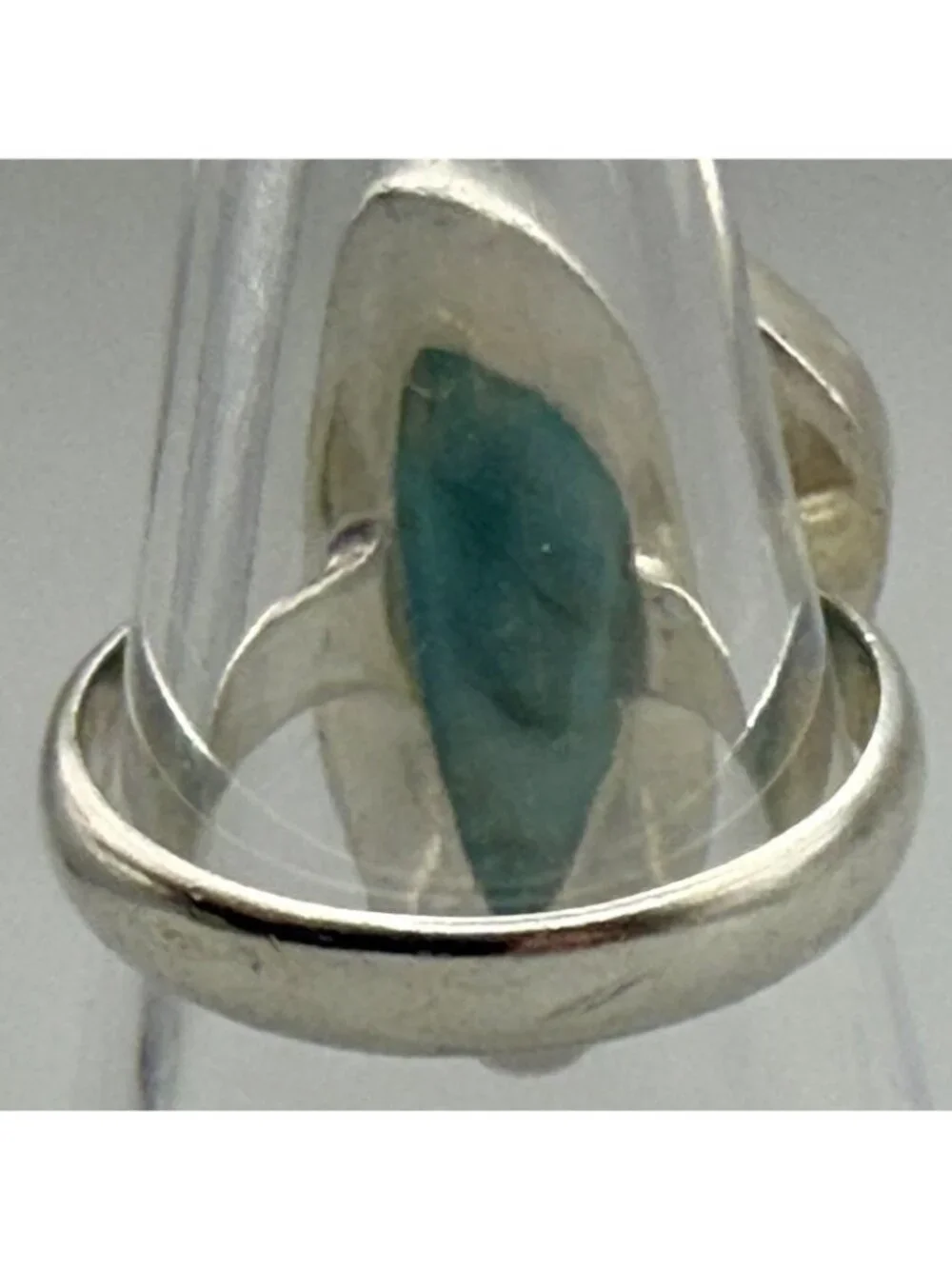 Larimar Large Freeform Cabochon Ring Caribbean Blue Sterling Silver Size 7